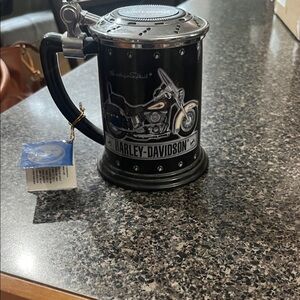 Harley-Davidson Black and Silver Motorcycle Stein